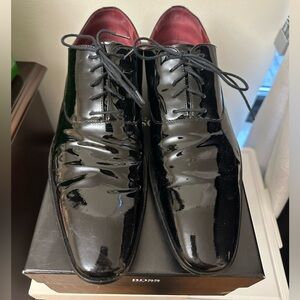 Boss Men evening shoes patten Leather size 10.5 Mellio Black with laces